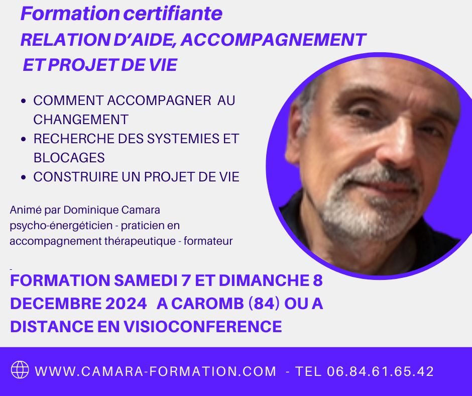 formation certifiante en relation d'aide et projet de vie 7 et 8 décembre 2024